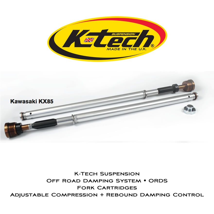 K-Tech Suspension ORDS Cartridges Kawasaki KX 85 2014 2016 Adjustable Compression And Rebound Control